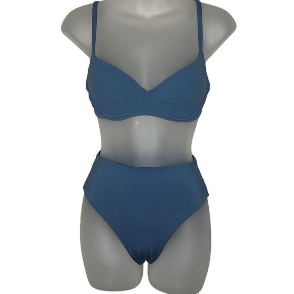 NWT Wolford Essentials Bikini Swimwear High Waisted Set Pacific Blue S - Picture 1 of 16